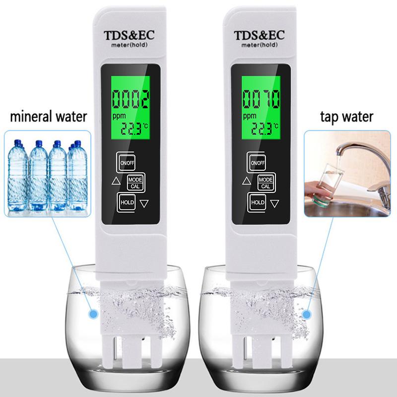 PH Meter 1 Set 3 In1 TDS EC Meter Temperature Tester Pen Multifunctional Digital Water Quality Tester for Water Purity TEMP PPM Tester
