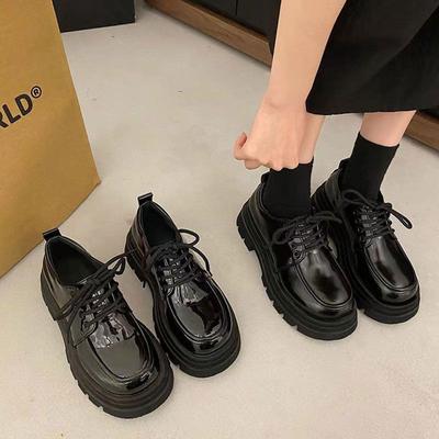 Женские кожаные туфли в британском стиле, весна 2025, новые, на толстой подошве, со шнурками, на мягкой подошве, универсальные туфли-лоферы в стиле ретро