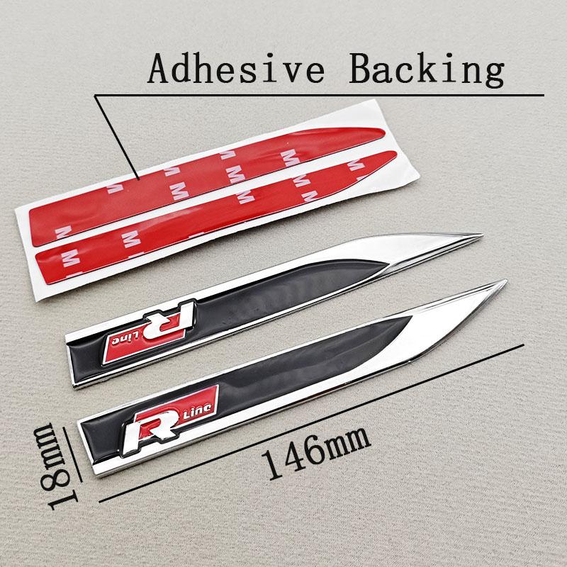 RSQ1 VW 2026 Hot 2pcs 3D Metal Car Letters Logo Rline Fender Side Wing Sticker Emblem Badge For Volkswagen VW Golf 6 7 8 MK6 MK7 MK8