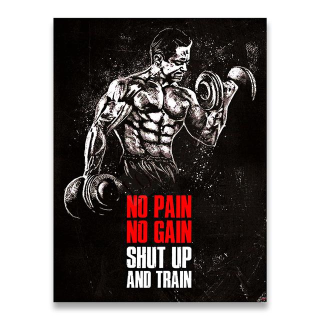 Мышцы Бодибилдинг Фитнес Мотивационные Цитаты Художественная Картина на Холсте Плакат Настенная Картина Печать для Домашнего Тренажерного Зала Офиса Декор Без Рамки
