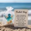 Pocket Hug Animal with Positive Card Emotional Support Resin Animal Token Mini Dog Turtle Octopus Clover Angel Statue Inspirational Gift