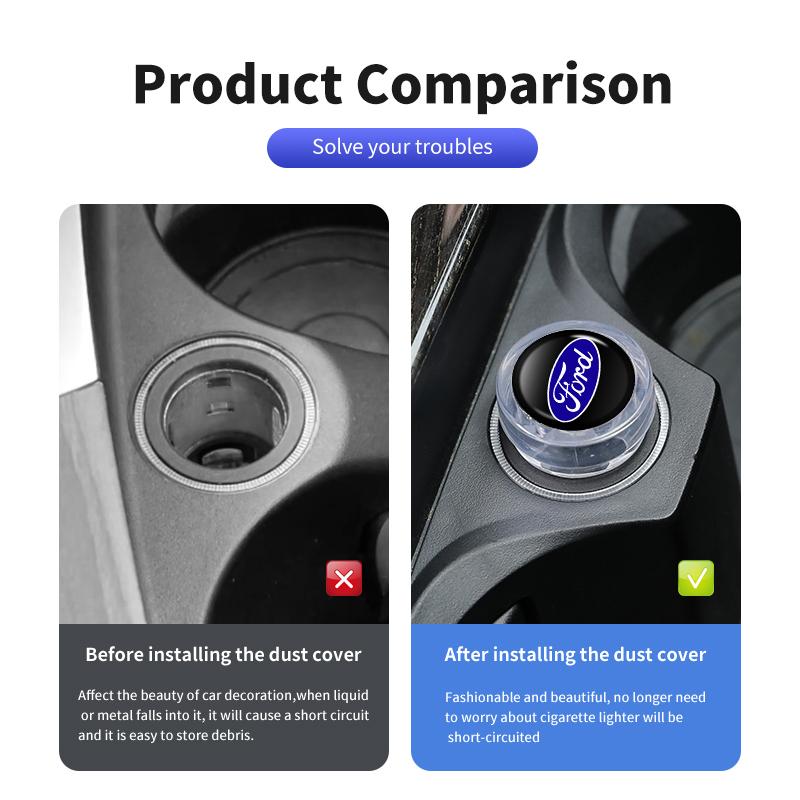 Car Sticker Car Cigarette Lighter Cover Dust Proof Decoration Cap For Ford Escort KA Flex Everest KA Expedition Falcon Fusion