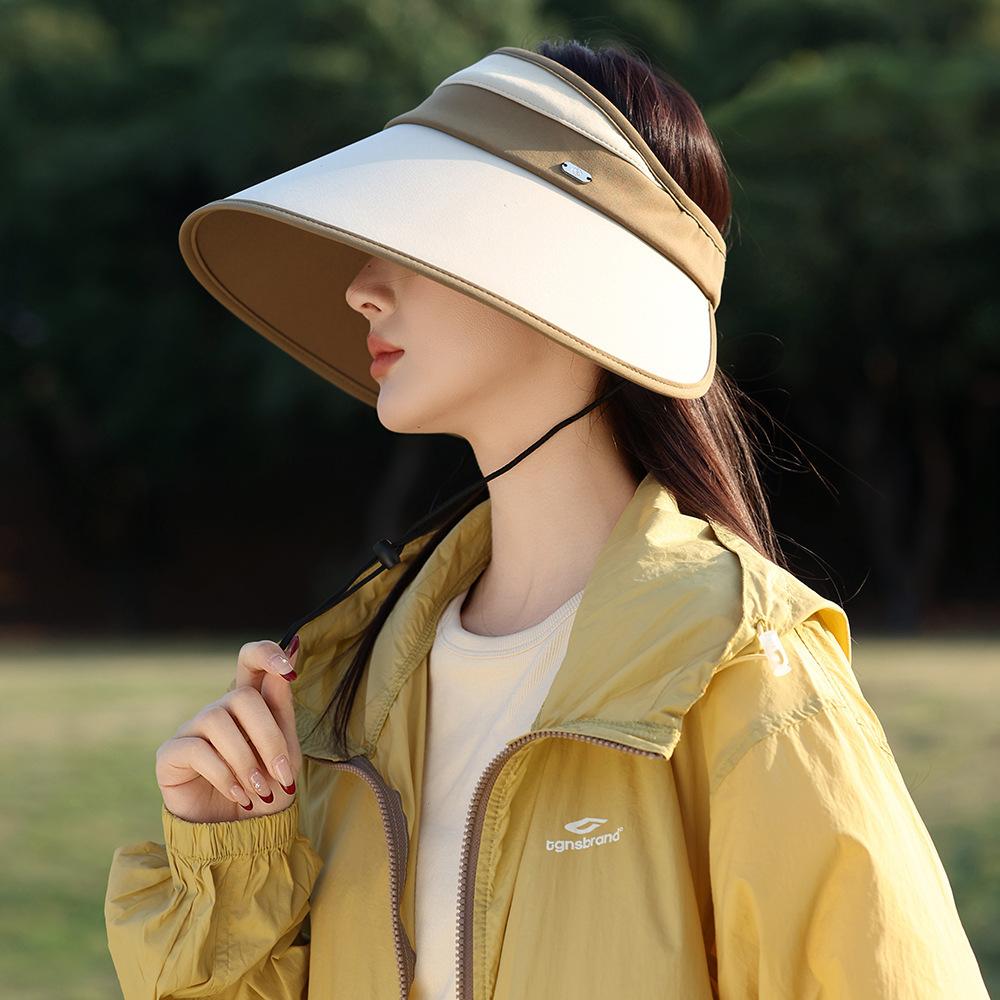 Fashion Color Matching Outdoor Travel Sunscreen Hat Women'S Travel Uv Protection Empty Top Hat Outdoor Big Brim Sun Hat