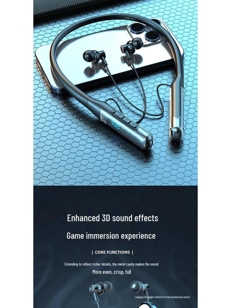 2025 Bluetooth-наушники с креплением на шею: Длительное время работы от аккумулятора, Высокое качество звука, Внутриканальные для спорта и бега, Совместимы с Apple и Huawei
