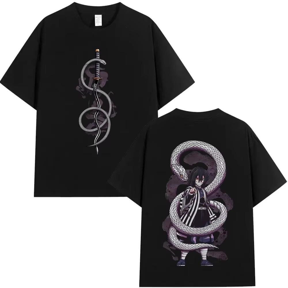 Anime Demon Slayer Serpent Hashira Iguro Obanai T Shirts Unisex Women Clothing Fashion Short Sleeve Tshirts Streetwear