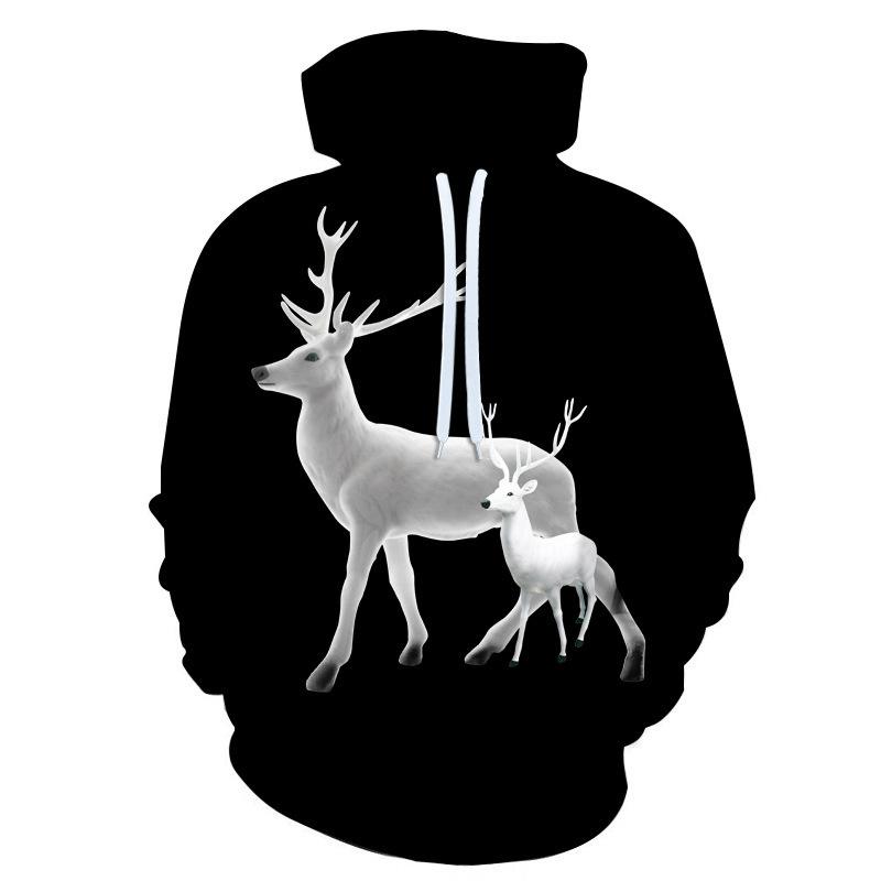 Осень-зима Мужские толстовки с капюшоном с 3D-цифровым принтом Рождественский принт Мужская спортивная толстовка с капюшоном