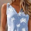 V-образный вырез, пуговицы, вырезы, жилет без рукавов, милый узор в виде кокосовой пальмы, женская майка