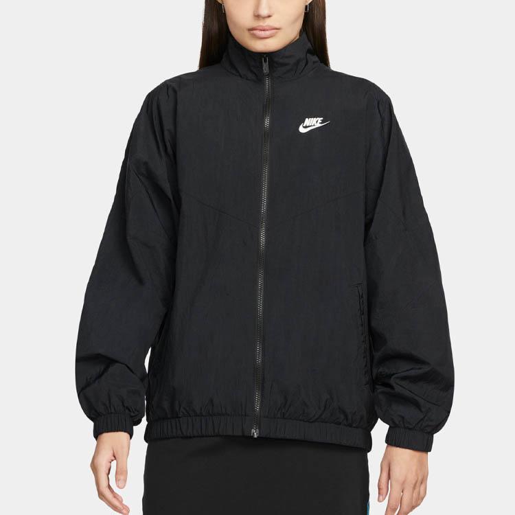 Nike SS23 Куртка на молнии с вышитым логотипом Женская верхняя одежда Черный DM6185-010