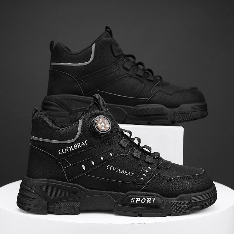 Fashion 2024 New Men's High Top Platform Casual Boots Swivel Button Outdoor Cargo Men's Booties Motorcycle Ankle Boots Sneakers for Men