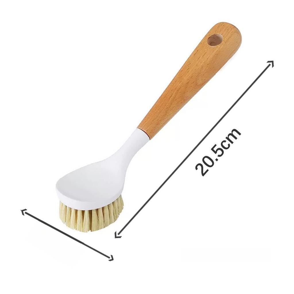 Wooden Long-Handle Kitchen Brush: Non-Damaging Pot Cleaner for Tough Grease Removal