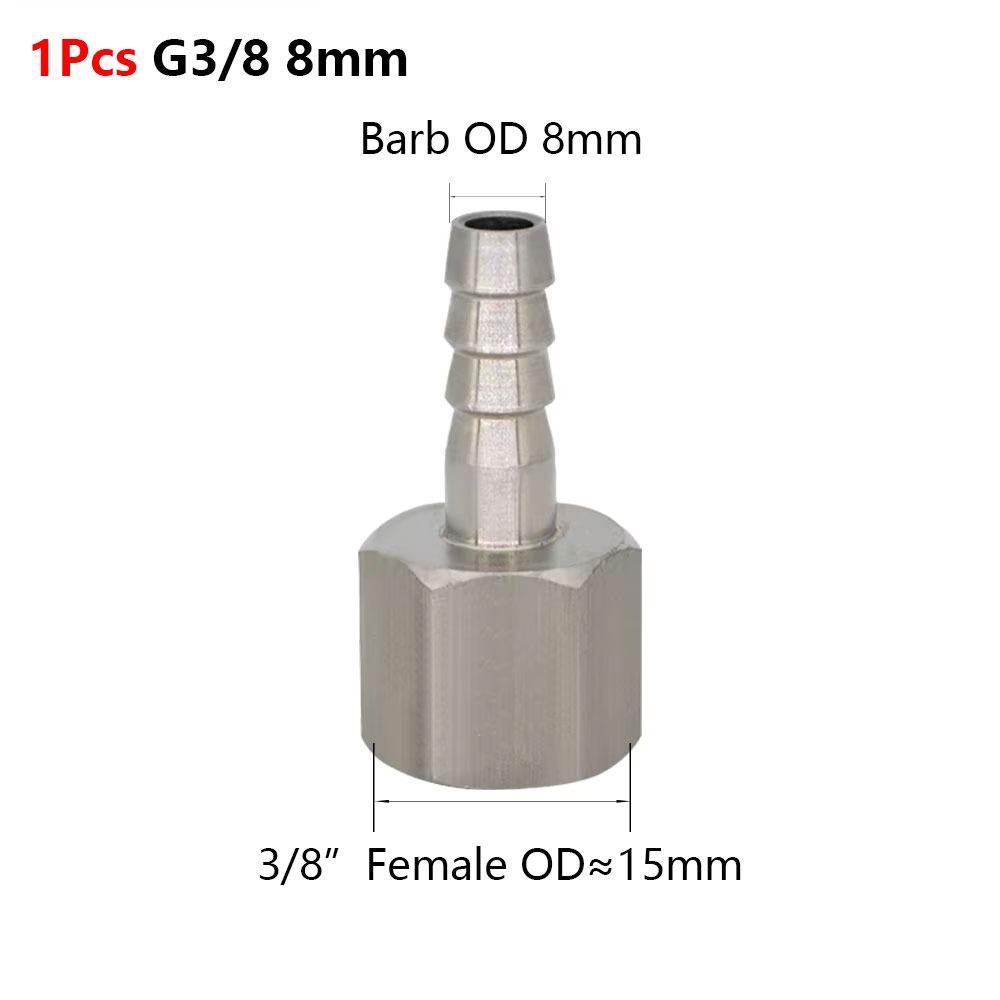 1Pcs 111 Stainless Steel Hose Barb Connector Silver Tone Straight Design Pipe Fitting Connector 6-19mm Barb Sizes