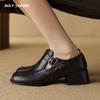 2024 Новые женские туфли-лодочки из натуральной кожи на платформе, лаконичные базовые туфли, женская повседневная рабочая обувь с пряжкой на весну и лето в стиле ретро