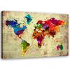 Canvas Print, World Map In Colour