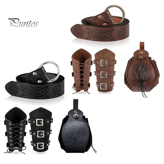 Средневековый комплект пояса и наручей, винтажный пояс и сумка-шнурок, аксессуары для костюма рыцаря-пирата викинга для мужчин и женщин