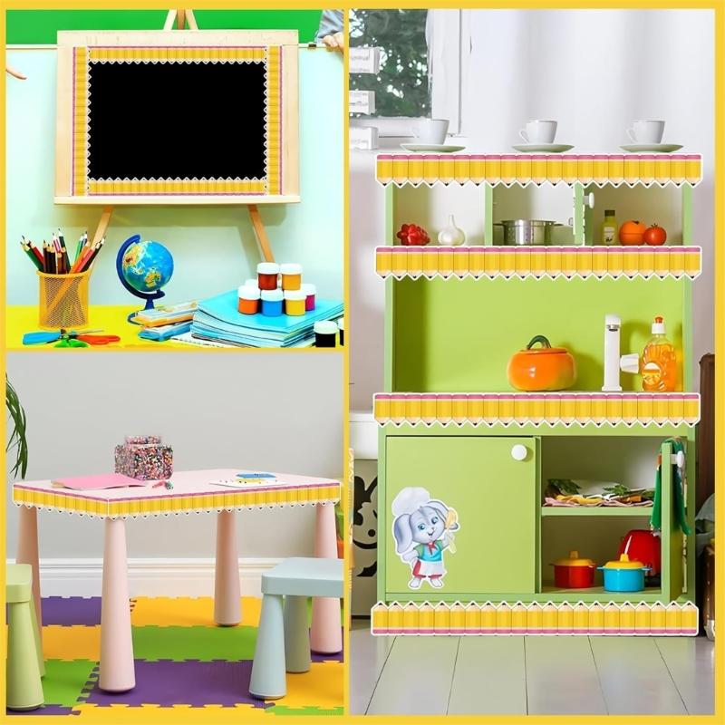 Бордюр для доски объявлений 59 футов с рисунком карандашей, настенная наклейка-бордюр для классных комнат, досок, декорирование доски