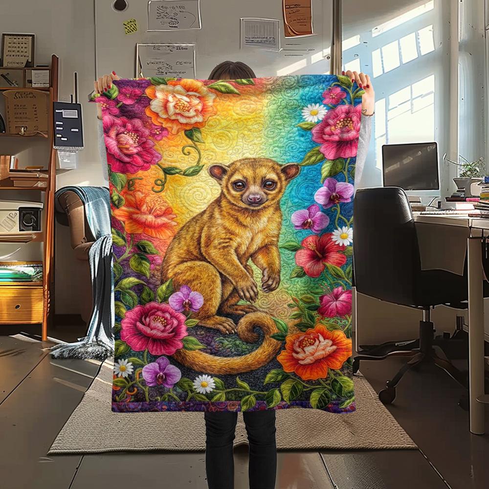 1PC Rainbow Wildlife Art Print FlAannel Blanket, High quality Comfortable for All Seasons, Home Decor, Warmth and Comfort