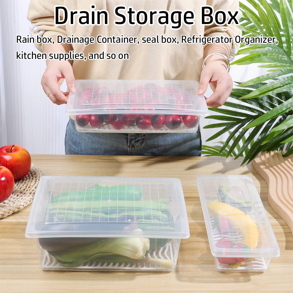 Meat Fridge Seal Pack Refrigerator Organizer Drain Storage Box Freezing Food Drainage Container