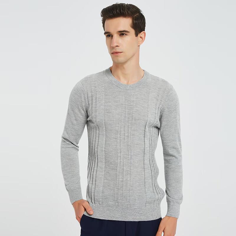 Hengyuanxiang Men's Fine Spun Pure Cashmere Round Neck Thin Sweater