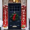 1pair Merry Christmas Banners Polyester 2D Door Banner Flag Garden Decoration Indoor Outdoor Door Decor Christmas Decoration