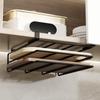 Kitchen Hanging Organizer Rack With Hooks Under Cupboard Paper Towel Rags Hanger Cutting Board Pot Cover Holder Storage Shelf