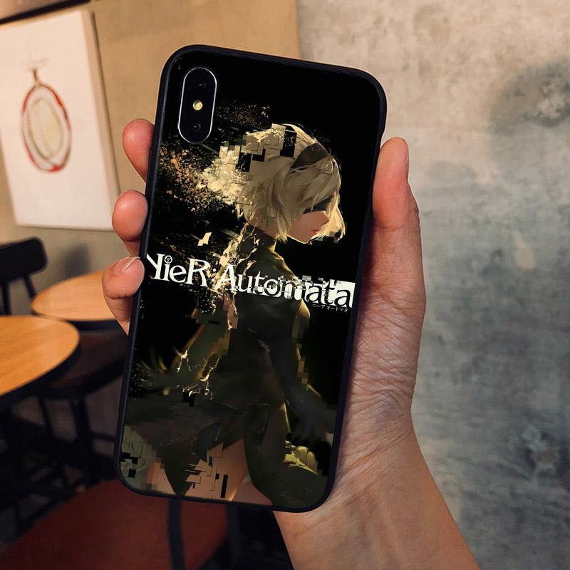 Черный мягкий чехол Nier 2B для Apple iPhone 11 Pro 12 Mini Max 7 8 Plus 6 6s Plus 5 5S SE 2020 X XR XS с узором на спине из ТПУ Fundas Capa