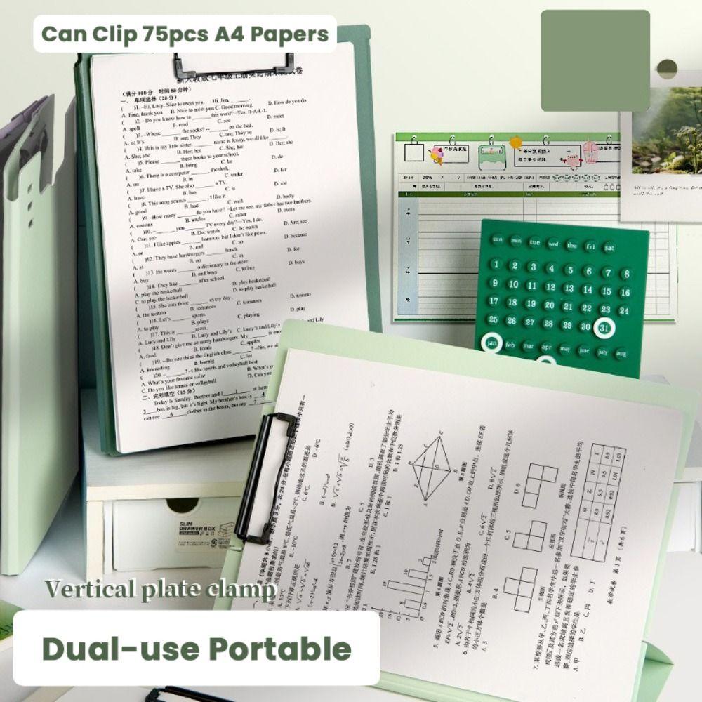 Dual-use Verhical Plate Clamp Multifunction Writing Pad Test Paper Storage Organizer Stationery