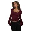 Foreign Trade 2025 Spring New European and American Women's Fashion Pure Desire Style Sexy Lace Trim Slim Fit Crop Top for Women