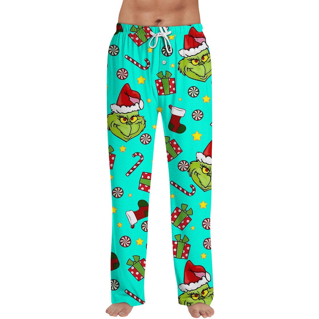 Men's Allover Printed Home Pants Sleeping Pajama Pants Long Pants Pajama Pants