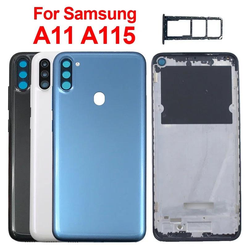 Корпус Для Samsung Galaxy A11 A115F A115F/DS Корпус Средняя Рамка Крышка Задняя Панель Задняя Слот для SIM-карты