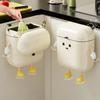 1 шт., большая вместимость, квадратный белый пластик, милый мультяшный подвесной мусорный бак - настенный с крышкой, установка без сверления