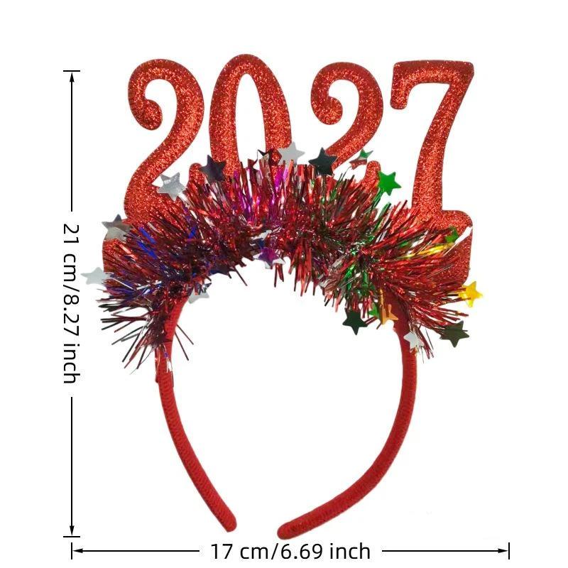 Светящаяся Рождественская повязка на голову 2027 Милый блестящий обруч для волос Новогодний костюм Вечеринка Аксессуар для женщин Девушек Праздничный наряд