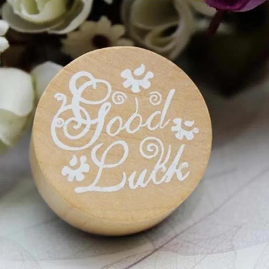 1 Pcs Creative Retro Round Wooden Stamp Popular Handwriting Wish Sentiment Wooden Rubber Round Stamp Floral Choose Word