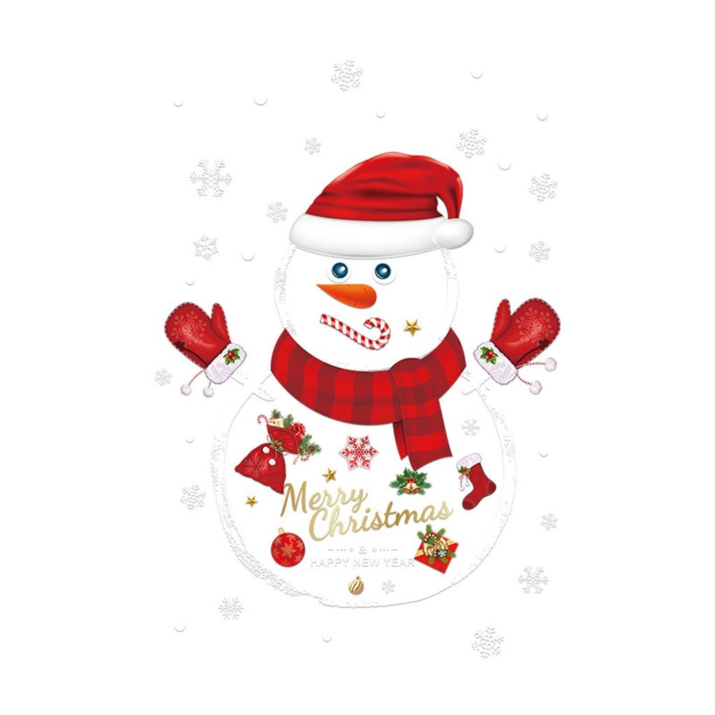 Christmas Decorative Glass Stickers, Snowman Christmas Tree Transparent Window Stickers, Decorative Atmosphere Scene Setup