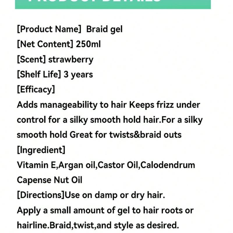 250ml Traction Alopecia Styling Braiding Gel Edges Control Hair Shaping Cream Biotin Anti Break Hair Wax Anti Hair Loss Hair Care