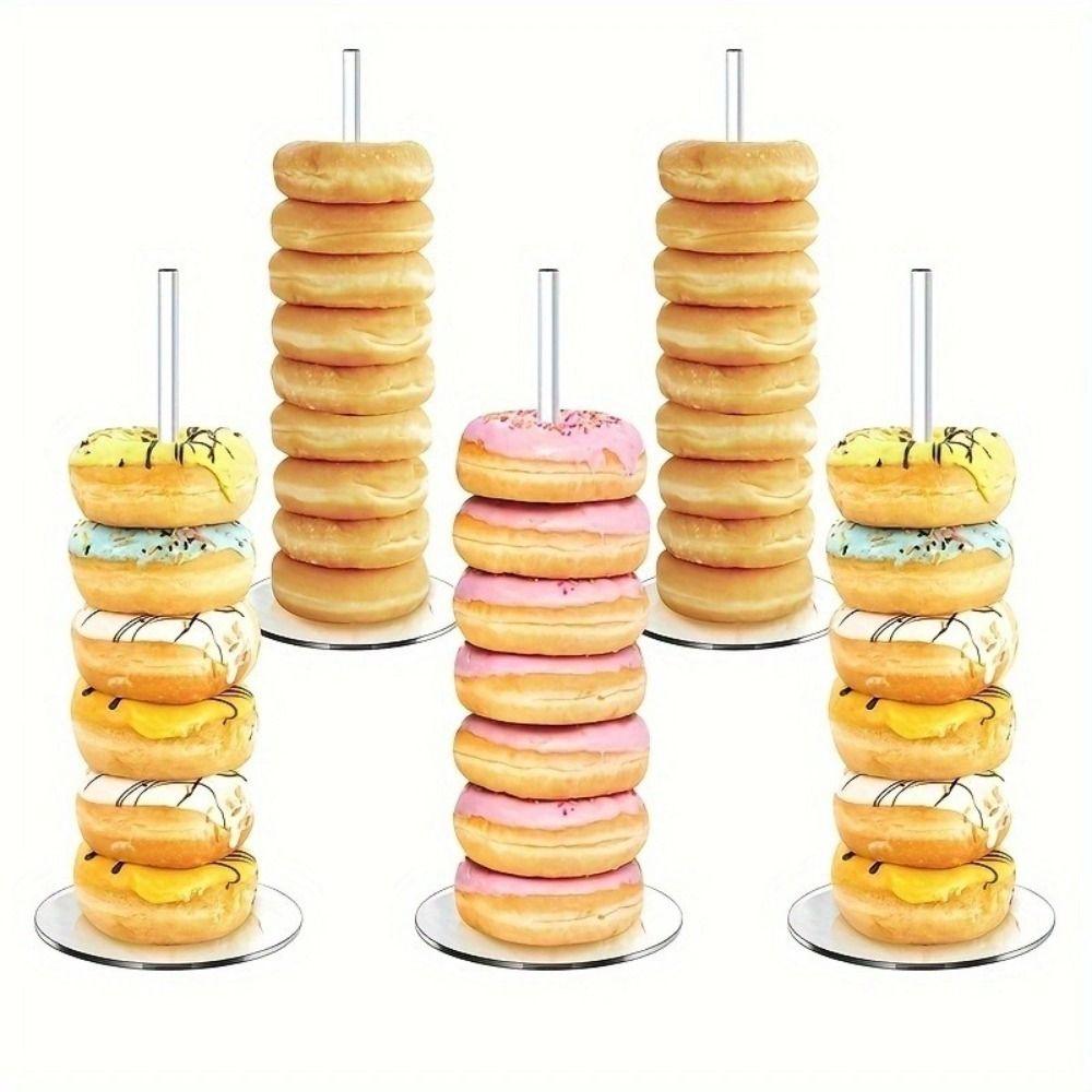 5Pcs Clear Donut Stands Wedding Table Decoration Dessert Display Stand Doughnut Holder Table
