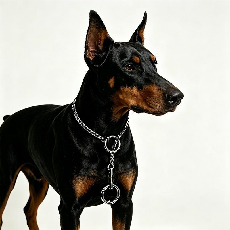 Stainless Steel Snake Chain Dog Collar With Swivel Snap Hook 5mm Heavy Duty Training Competition