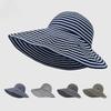 Складная шляпа от солнца с большими полями для женщин, летняя солнцезащитная шляпа для рыбалки, полосатая шляпа с большой окружностью головы для езды на велосипеде
