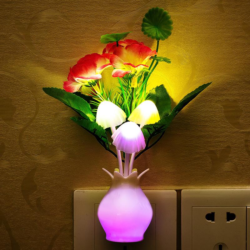 Wall Lamp Home Mushroom Night Lights Induction Luminous Mushroom Lamp US Plug 7 Color Night Light Led Night Lights  Accessories