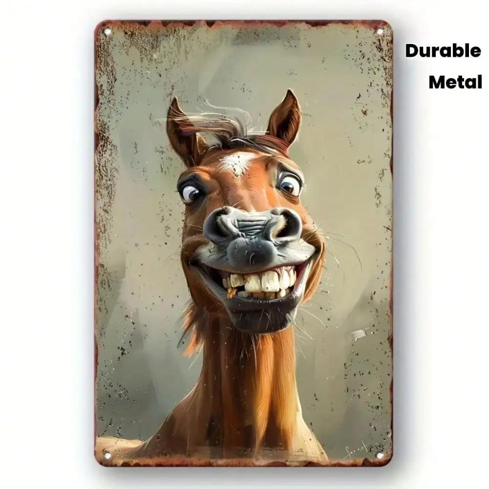 DORA Tin Sign Western Horse Metal Wall Art x Rustic Iron Decor Vintage for Bedroom Bar Cafe