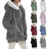 Women Loose Plush Hooded Jacket Casual Solid Color Zippered With Pockets