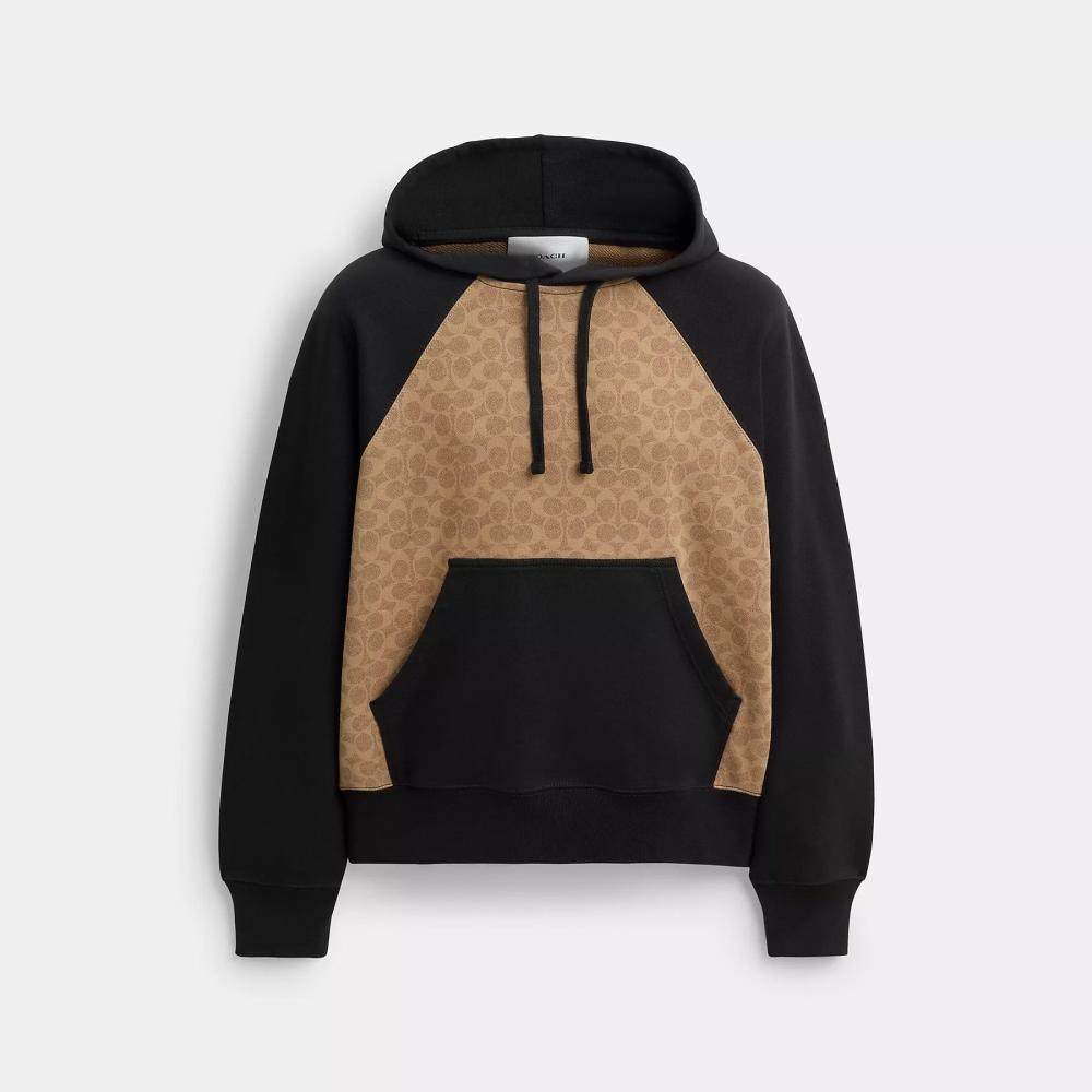Coach Signature Hoodie In Organic Cotton Tan Signature
