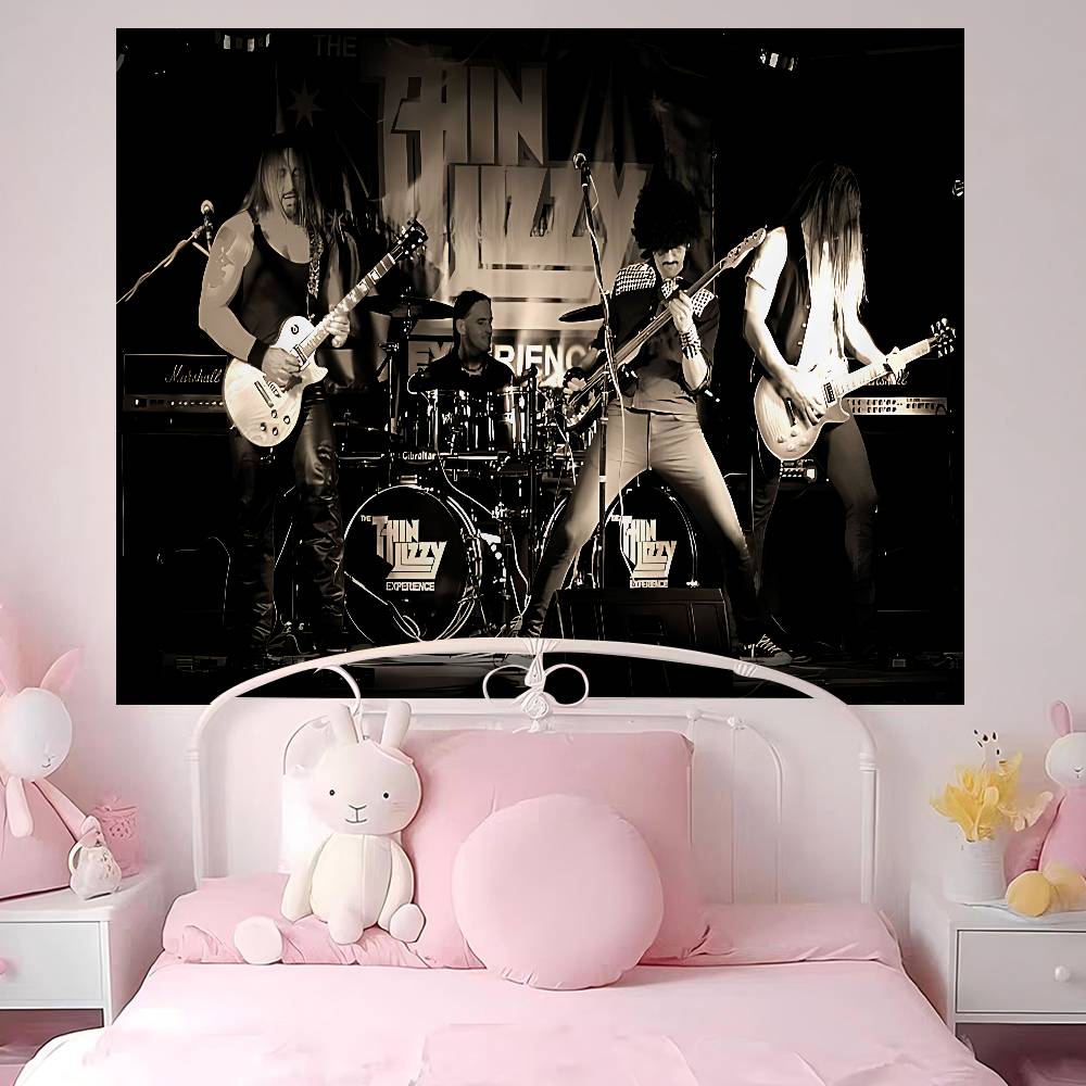 Тканевое панно Rock Band Thin Lizzy Аниме Цветочный ковер в стиле хиппи Декор для общежития Дешевый настенный декор в стиле хиппи