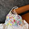 Japanese and Korean Ins Floral Cloth Large-capacity Foreign-style Shopping Bag Fresh Cloth Bag Personalized Underarm Hand Carry Shoulder Women's Bag