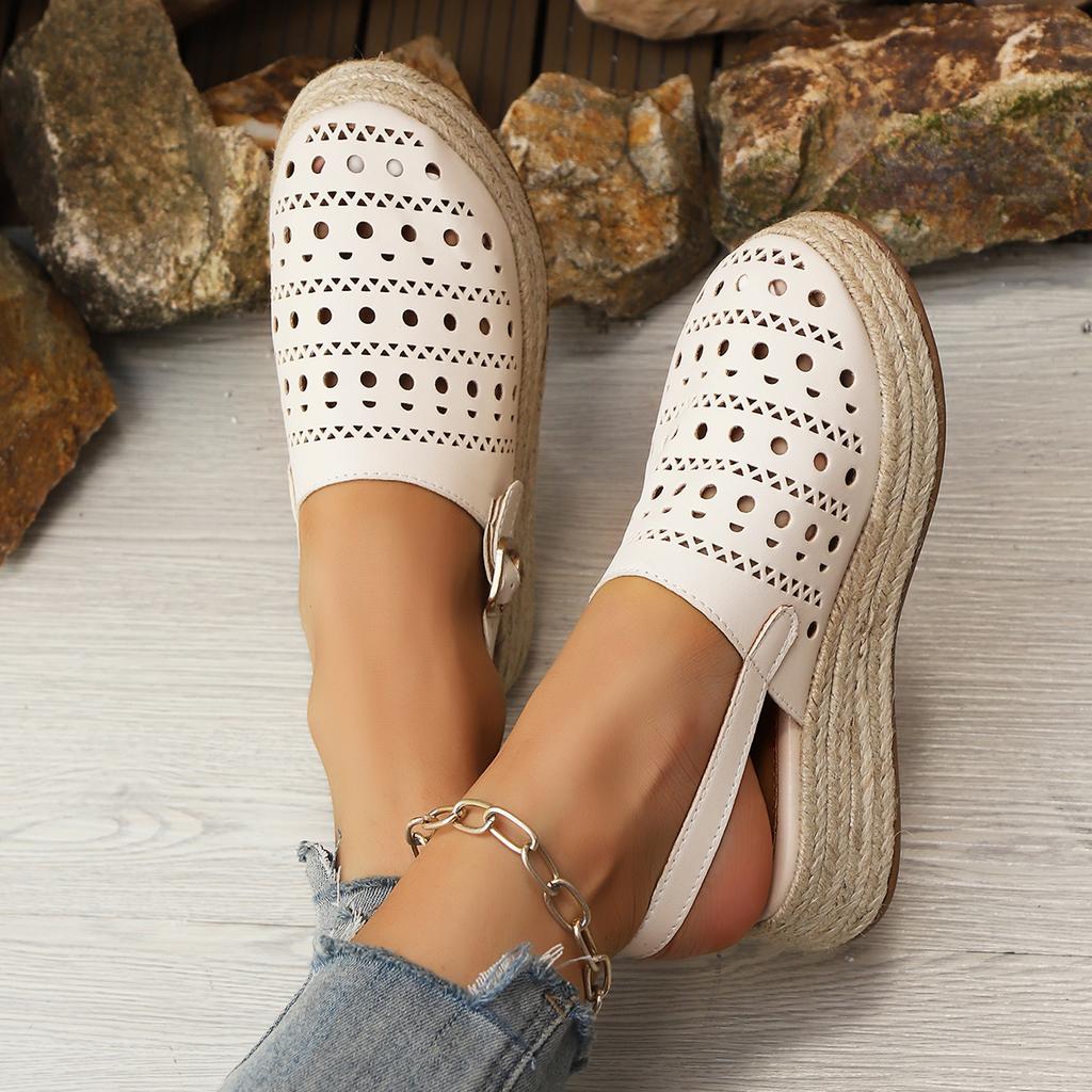 Модные женские сандалии с перфорацией, дышащие шлепанцы, летняя уличная повседневная обувь, повседневные сандалии-вьетнамки, сандалии для женщин