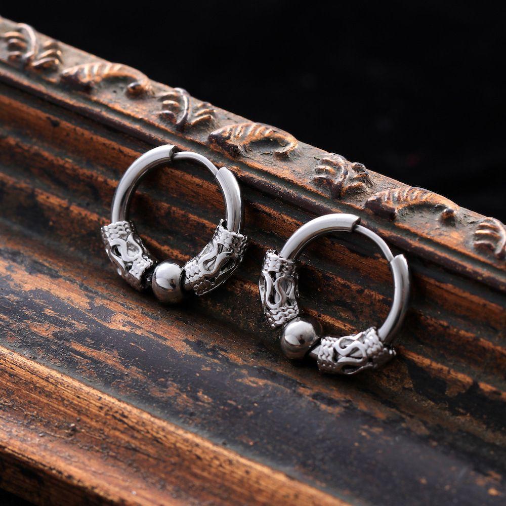 Korean Stainless steel Female Punk Ear Buckle Male Hoop Earring Fashion Jewelry Dragon Earring