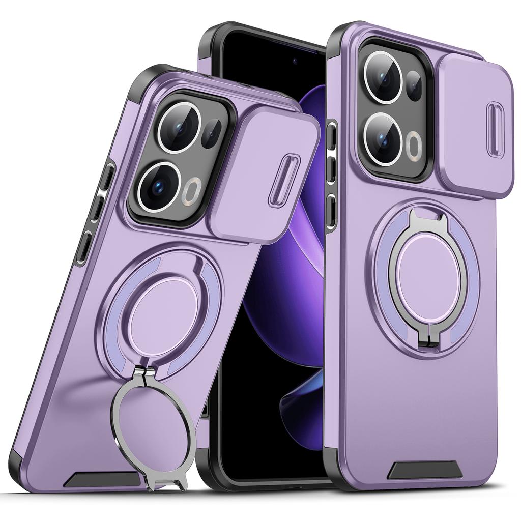 Чехол для Oppo Reno13 Чехол OPPO Reno 13 Чехол Oppo Reno13 Pro Магнитное кольцо Бронированный Сдвижная крышка для объектива камеры Крышка для беспроводной зарядки Magsafe