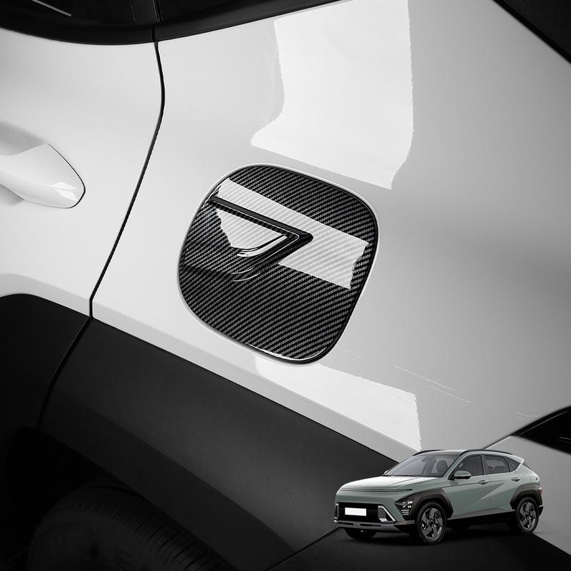 For Hyundai KONA 2024 2025 Carbon Fiber Style Car Fuel Tank Cap Cover Trim Car Accessories LHD/RHD