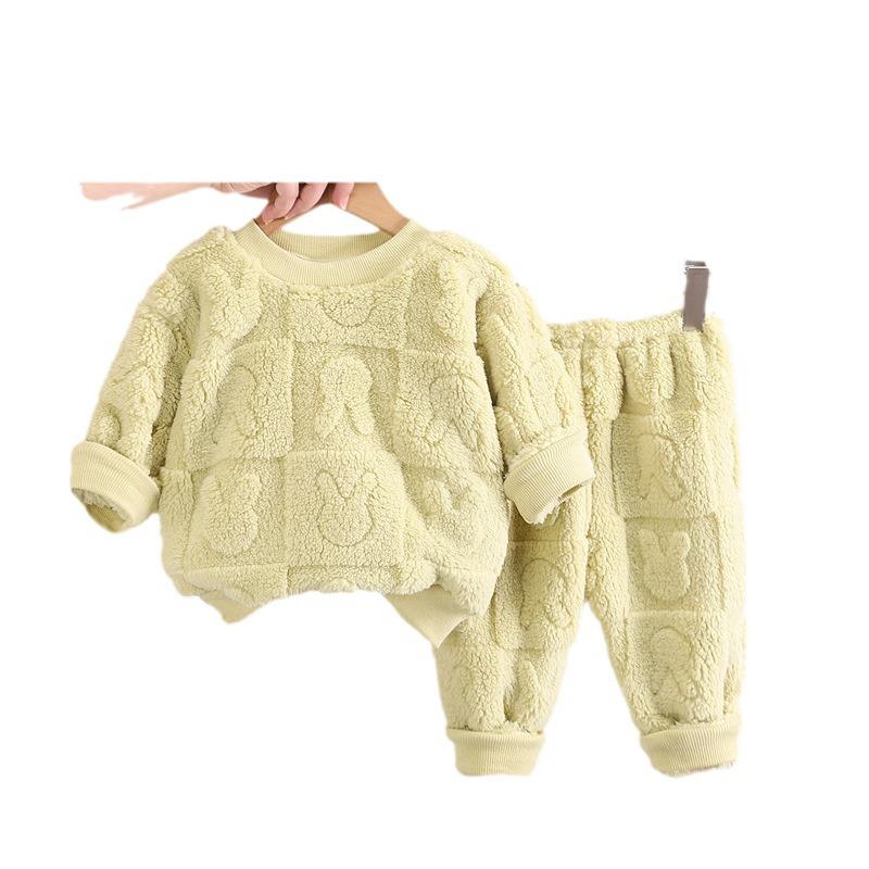 Зимние домашние костюмы 2024 года для мальчиков и девочек — утепленные бархатные пижамы для детей