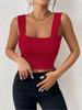 Square Neck Tank Top Wide Shoulder Straps Crop Tops Women Summer Camis Solid Color Camisole Fashion Tube Female Sleeveless Cropped Vest Y2K Clothes