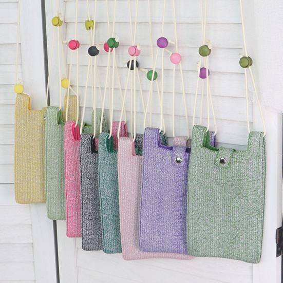 Вязаная сумка для мобильного телефона однотонная на плечо кроссбоди слинг с регулируемым ремешком для улицы, повседневных прогулок, путешествий, поездок на работу